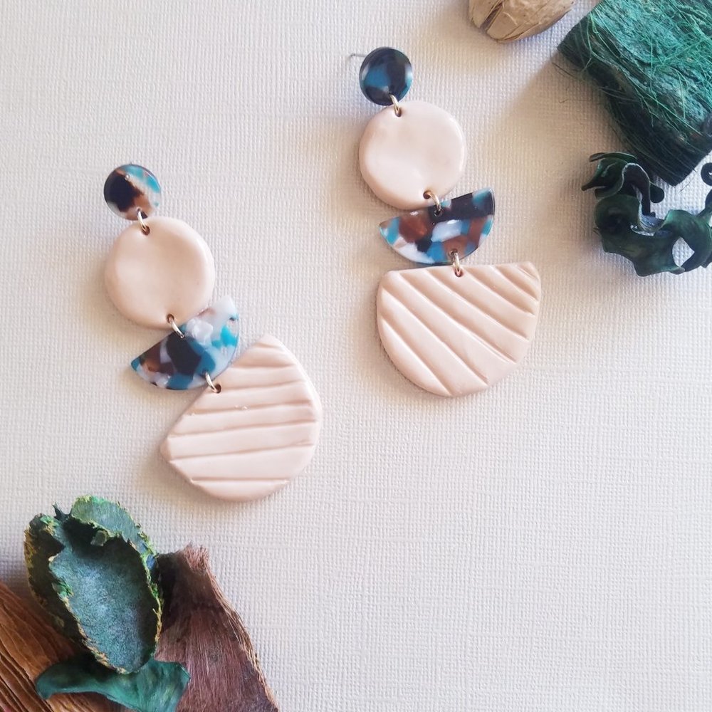 Neutral Colored Polymer Clay Earrings